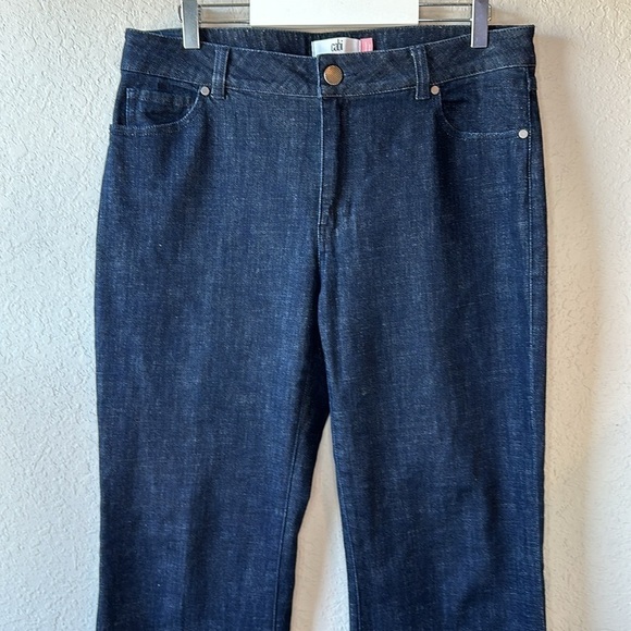 CAbi Wide Leg High Rise Trouser Jeans #5691 Deep Sea Dark Wash Size 12 Long - Picture 2 of 13